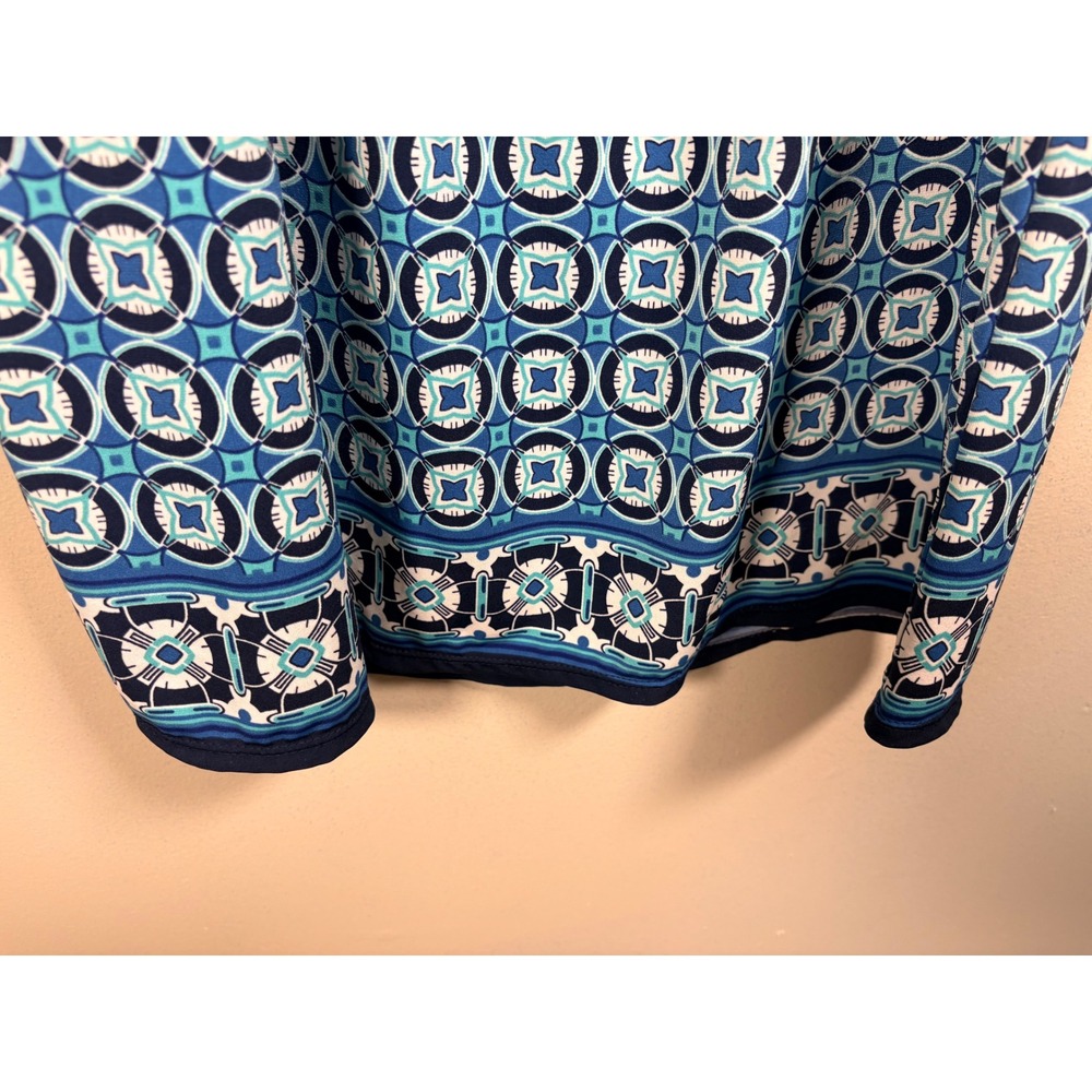Max Studio Dress Womens XL Blue Geometric Empire Waist Excellent - Picture 10 of 10